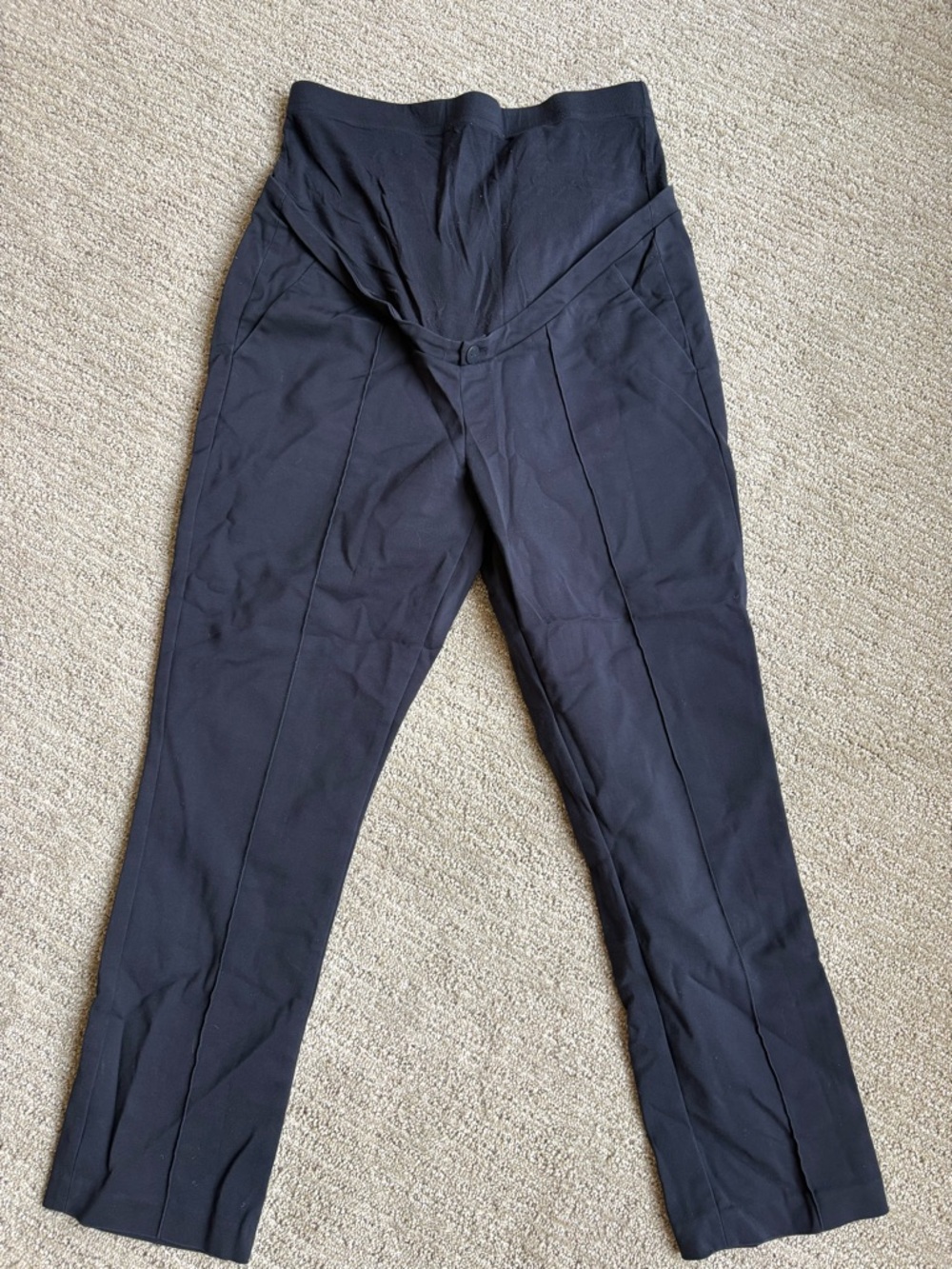 Seraphine Navy Skinny Maternity Trousers with Fold-Over Panel